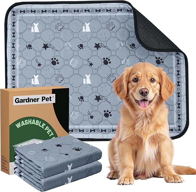 Gardner Pet Washable Dog Pee Pads,18'' x 24'' Non Slip Dog Mats with Great Urine Absorption, Reusable Puppy Pee Pads for Potty Training, 2 Pack