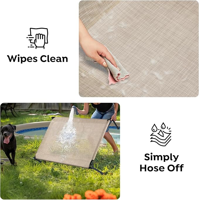 Veehoo Original Elevated Dog Cot - One-Sided Raised Headboard Cooling Pet Bed, Non-Slip & Breathable, L, CWC2417A