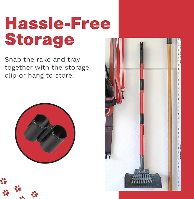 Pooper Scooper for Large Dogs, Small Dogs and Horses, Metal Poop Scooper Set with Long Handle Rake and Tray for Yard, Grass, Dirt or Gravel, Heavy Duty Aluminum Poop Picker Upper