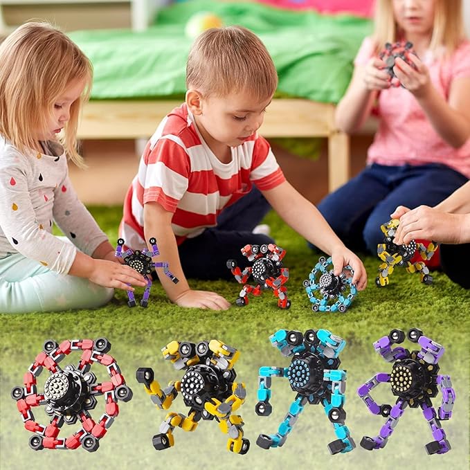 Transformable Fidget Spinners 16 Pcs for Kids and Adults Stress Relief Sensory Toys for Boys and Girls Fingertip Gyros for Party Favors Easter Gifts for Kids