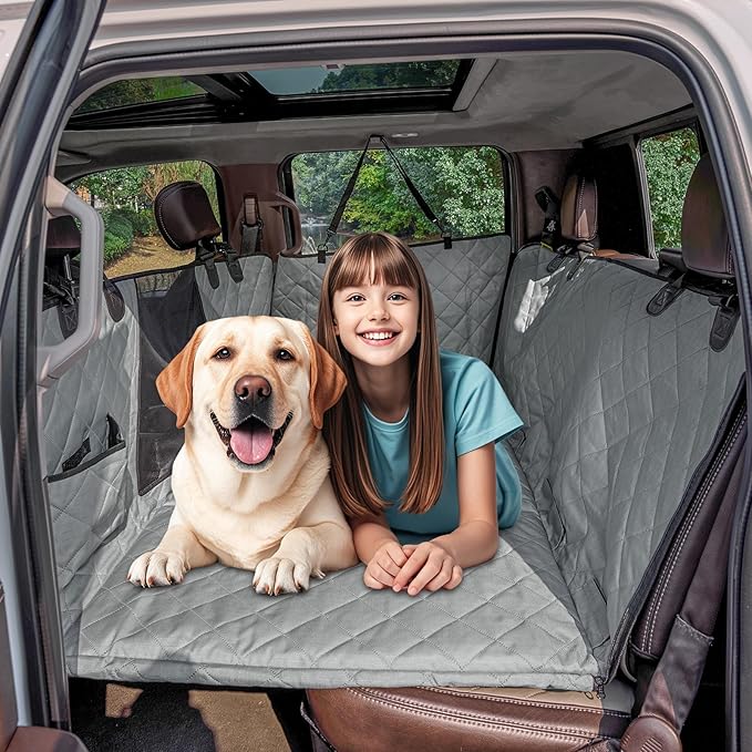 Upgrade Tough 1200D Rip-Stop Dog Truck Seat Cover for Back Seat, Anti-Scratch Waterproof Car Back Seat Extender for Dogs with Hard Bottom,Dog Hammock for F150/RAM1500/Silverado