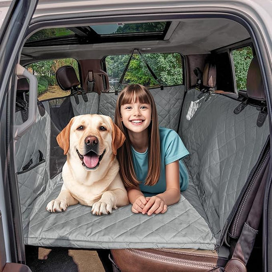 Upgrade Tough 1200D Rip-Stop Dog Truck Seat Cover for Back Seat, Anti-Scratch Waterproof Car Back Seat Extender for Dogs with Hard Bottom,Dog Hammock for F150/RAM1500/Silverado