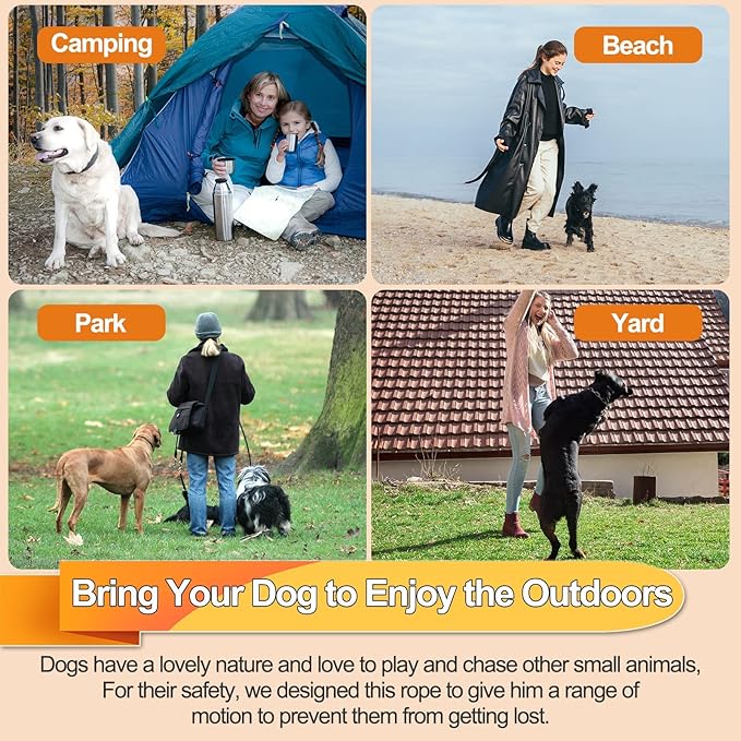 Tie Out Cable for Dogs,100FT Dog Leads,Heavy Duty Tie Out Cable for Large Dogs Up to 125lbs,Durable Dog Runner Tether Line for Outdoor,Yard