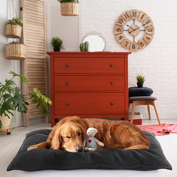 MABOZOO Chew Proof Indestructible Dog Beds for Aggressive Chewers,Durable Dog Crate Pad,Washable Tough Pet Mats for Kennel,Black,M 18x29 in