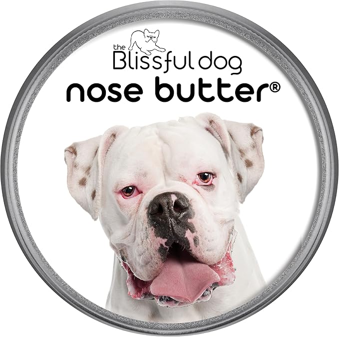 The Blissful Dog White Boxer Nose Butter for Dry, Cracked Skin, Lick-Safe Dog Nose Balm with Moisturizing Shea Butter, Almond, Olive, and Essential Oils, Pet Supplies, Uncented, 8 oz.
