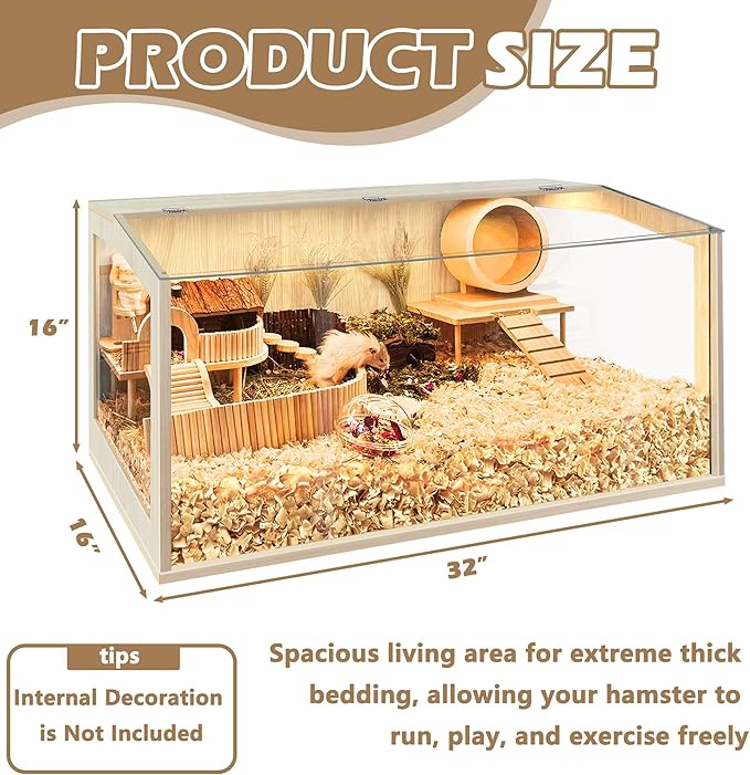 Prolee Hamster Cage Chewproof, Large Hamster Cages and Habitats 32 Inch Guinea Pig Cages Openable Top with Acrylic Sheets Solid Built, 32"