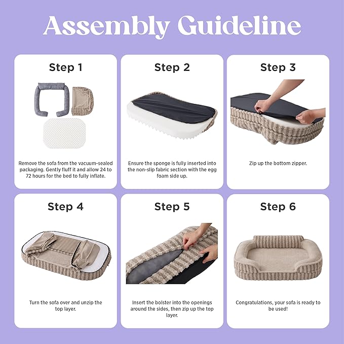 LE SURE Cute Dog Beds for Extra Large Dogs, Orthopedic Waterproof XL Pet Bed with Sides, Non-Slip and Egg-Crate Foam Big Dog Couch Sofa with Washable Removable Cover, Hazel