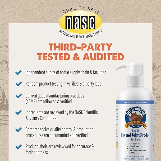 GRIZZLY PET PRODUCTS Joint Aid for Dogs Liquid Hip and Joint Support (Extra Strength), 16 fl oz