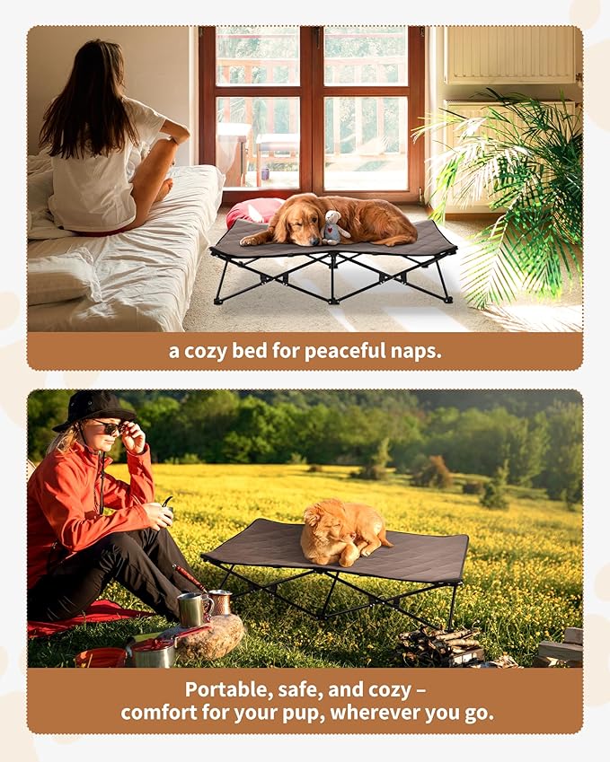 KingCamp Elevated Dog Bed for XL Dogs, Outdoor Raised Cooling Pet Cot Bed with Washable Breathable Mesh & No-Slip Feet Perfect for Camping, Backyard, Indoor Use (XL, Black)
