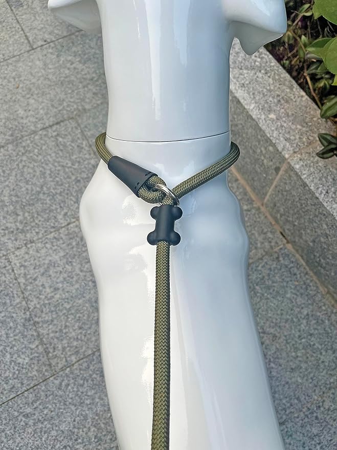 Slip Lead Dog Leash，Strong Nylon Rope Leash and Padded Handle,No Pull Outdoor Walking Training Lead for Small Medium Large Dogs(Army Green, 1/2"×6ft)