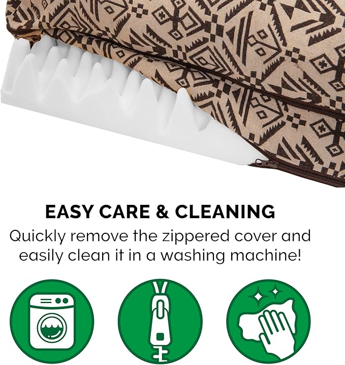 Furhaven Orthopedic Dog Bed for Large Dogs w/ Removable Bolsters & Washable Cover, For Dogs Up to 95 lbs - Plush & Southwest Kilim Woven Decor Sofa - Desert Brown, Jumbo/XL