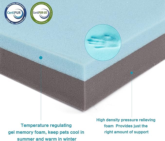 Orthopedic Memory Foam Dog Bed for Large Dogs, Cooling Dog Beds -Waterproof Pet Bed Mats for Crate with Removable Washable Cover,Ideal for Arthritic Dogs (47inch,110Lbs)