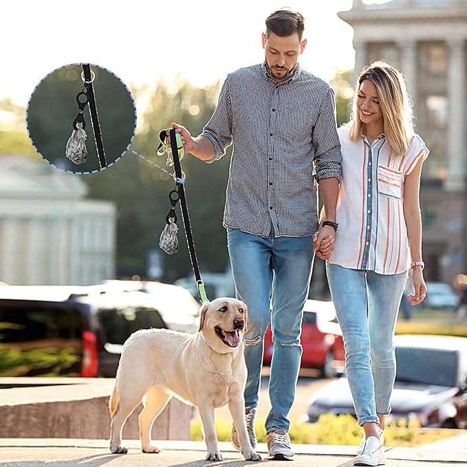 PuppyDoggy Dog Poop Bag Holder for Leash Waste Bag Carrier Dog Poop Bag Dispenser for Walking Running Bicycle Accessory 4 Pieces (Black + Green)