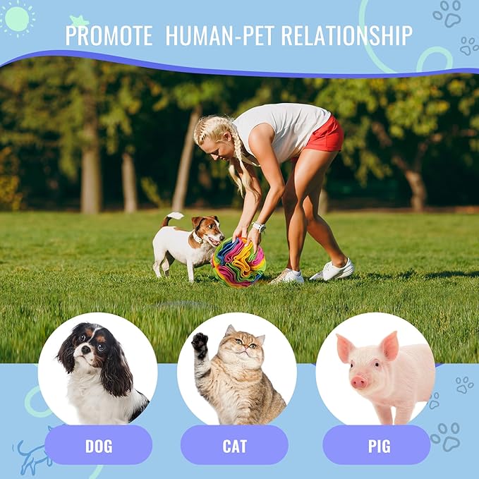 Pet Snuffle Ball, Puzzle Sniffing Interactive Dog Ball for Blind Dogs Training Stress Relief Dog Enrichment Toys Treat Machine Washable (New Rainbow Color, 10cm)