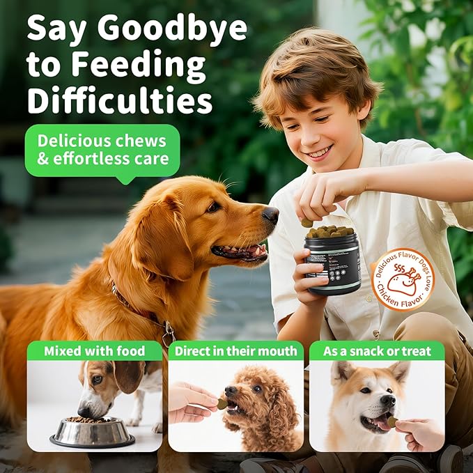 Premium Dog Digestive Enzymes and Probiotics with Pumpkin for Gut Health Support - Daily Chews for Digestion & Gas Relief - Chicken Flavor-90 Count