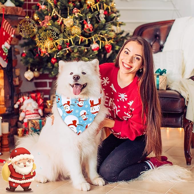 Weewooday 20 Pieces Christmas Dog Bandanas for Dogs Santa Claus Christmas Tree Triangle Pet Bib Adjustable Pet Bandana Soft Doggy Kerchief Accessories for Pet Costume Accessories Decor