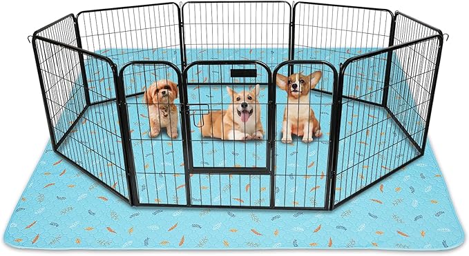Sunheir Washable Pee Pads for Dogs 72"x72", Extra Large Reusable Puppy Pads Pet Training Pads for Dog Playpen, Waterproof Pee Pads for Puppy Playpen, Whelping Pad, Dog Playpen Indoor - Sky Blue