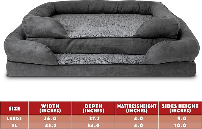 The Dog’s Bed, Large Grey Plush (no Logo), Memory Foam, Pain Relief: Arthritis, Hip & Elbow Dysplasia, Post Surgery, Lameness, Supportive, Calming, Waterproof Washable Cover, Veterinary Approved