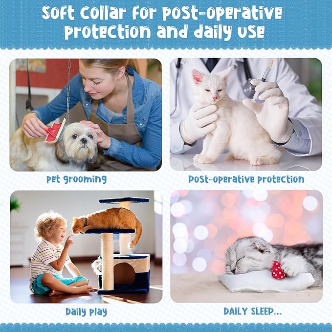 Sadnyy Cat Cone Collar Soft Adjustable Waterproof Protection to Stop Licking After Surgery Starry Sky Blue Comfortable Lightweight Collar for Pet Animal Kitten Dogs Rabbits Not Block Vision(Small)