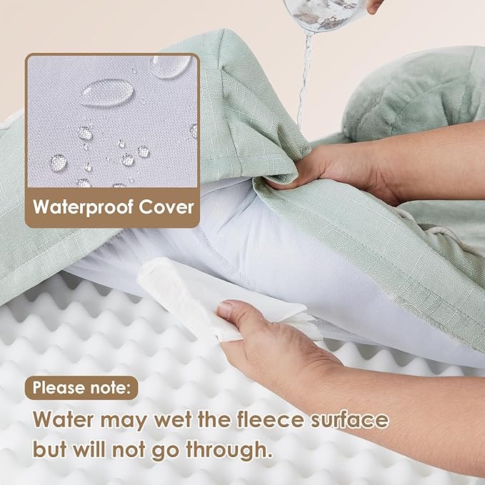 EHEYCIGA Orthopedic XL Dog Beds, Waterproof Memory Foam Dog Bed for Extra Large Dogs, Non-Slip Bottom and Egg-Crate Foam Big Pet Couch Bed with Washable Removable Cover, Sage Green