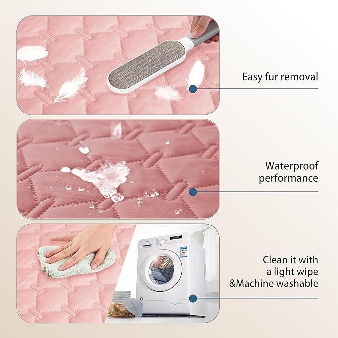 gogobunny 3X Stronger Waterproof Pet Blanket, Scratch Proof Furniture Protector for Dogs Cats, Reversible Cover 68x82 Inch, Dark Pink/Light Pink