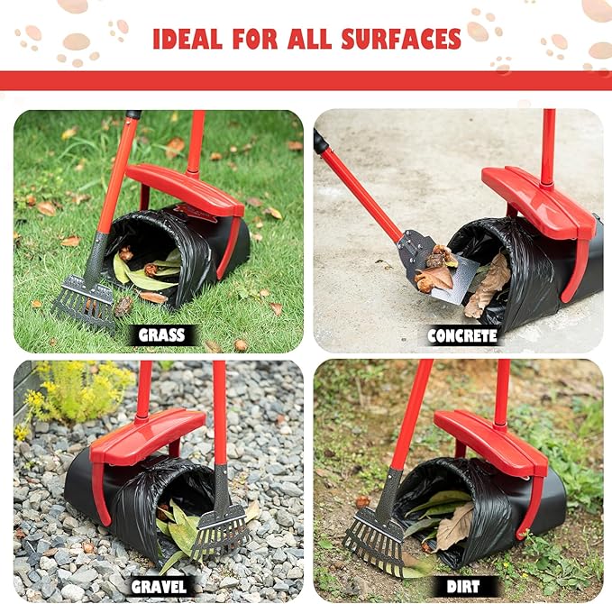 Pooper Scooper with Swivel Bin-Heavy-Duty Metal Rake & Spade, Portable Poop Scooper,Includes 100 Waste Bags, Easy to Clean, Perfect for Grass Dirt or Gravel,Ideal for Small Medium Large Dogs