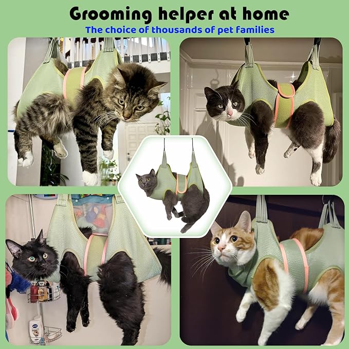 Guzekier Pet Hammock Harness for Cats & Dogs, Sling for Grooming, Restraint Bag with Nail Clippers/Trimmer, Comb, Ear/Eye Care