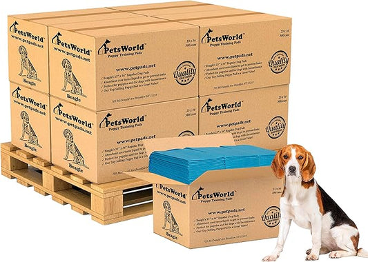 PETSWORLD Puppy Pads, 23x36 Inch, 2400 Count - Puppy Pee Pads for Dogs, Tear Resistant, Economy Value, Super-Absorbent Polymer Gel Core, Perfect for Puppies, Smaller Dogs