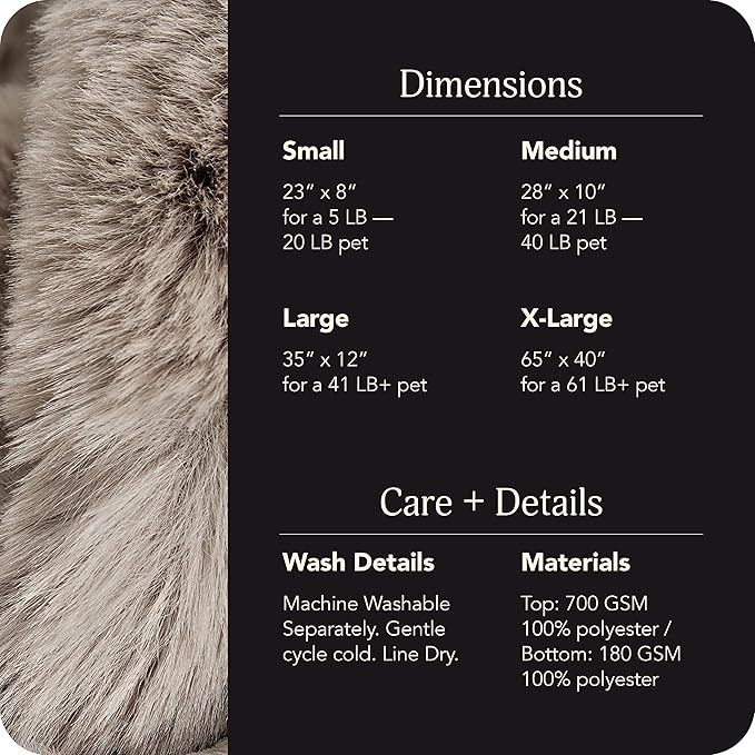 UnHide Floof Pet Bed - XL (40"x14") - Extra Soft Dog Bed - Removable Faux Fur Cover - Machine Washable - Helps Ease Pet Anxiety & Provides The Perfect Sleep, Taupe Ducky