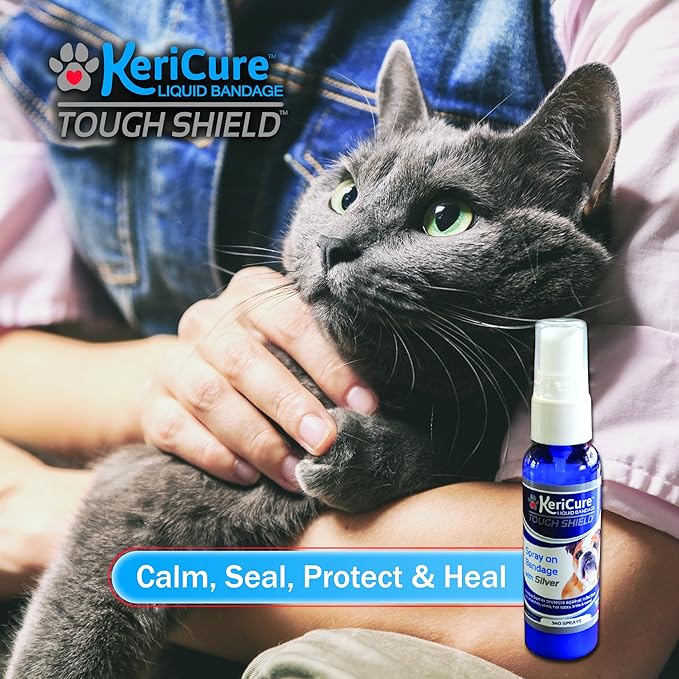 Tough Shield Silver Liquid Bandage, 2 Pack, Spray on Bandage with Silver Hydrosol for Pets and Small Animals, 2oz First Aid Sprays for Dogs, Cats - Soothes, Seals, and Protects