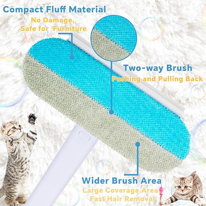 Pet Hair Removal Tool, 4 in 1 Reusable Washable Lint Brush for Cat and Dog Hair Remover, Gentle on Furniture with Extra Long Handle for Couch, Carpet, Clothing, Bedding, Car, Window