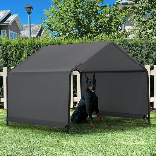 Dog Shade Shelter Outdoor 4'x4'x3' Tent for Large Medium Dogs, Outside Sun Rain Canopy Pet House for Livestock Pigs Cats with Waterproof Roof Ground Nails,Darkl Gray