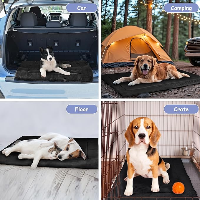 Kritter Planet Waterproof Foldable Dog Bed Pad for Camping & Travel, Portable Roll-Up Dog Bed Car Seat Pet Cushion Mat with Handles for Medium & Large Dogs, Indoor & Outdoor Use