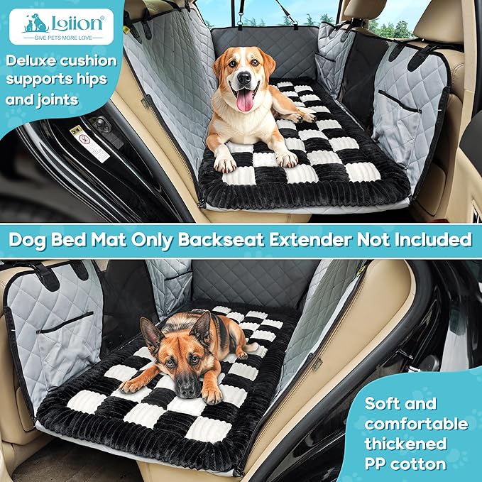 Dog Car Bed Mat, Non-Slip Backseat Extender Pet Blanket, Plaid Dog Bed for Trucks, Sedans & Large SUVs, Chew-Resistant Travel Pad for Dogs, Easy Clean & Scratch-Proof & Comfort (56"x28.7")