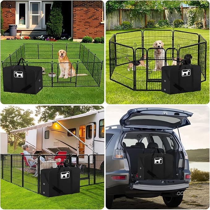 SIRUITON Dog Playpen Storage Bag Fits 50" H 8 Panels and 9 Stakes ，Dog Fence Travel Bag Suitable for Foldable Exercise Pet Playpen, Dog Fence Travel Bag with Reinforcing Plate & Shoulder