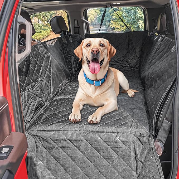 Tough Truck Dog Seat Cover for Back Seat, Dog Hammock for Car Extender with Hard Bottom,Rip-Stop 100% Waterproof Pet Seat Protector for F150/RAM1500/Silverado
