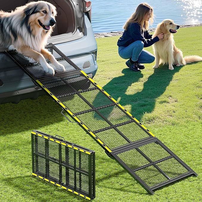 Dog Ramp for Car, 74x20 Inches Outdoor Portable Dog Ramps for Large Dogs with Reflective Strips, Non-Slip Surface Pet Ramp (Support Up to 150LBS)