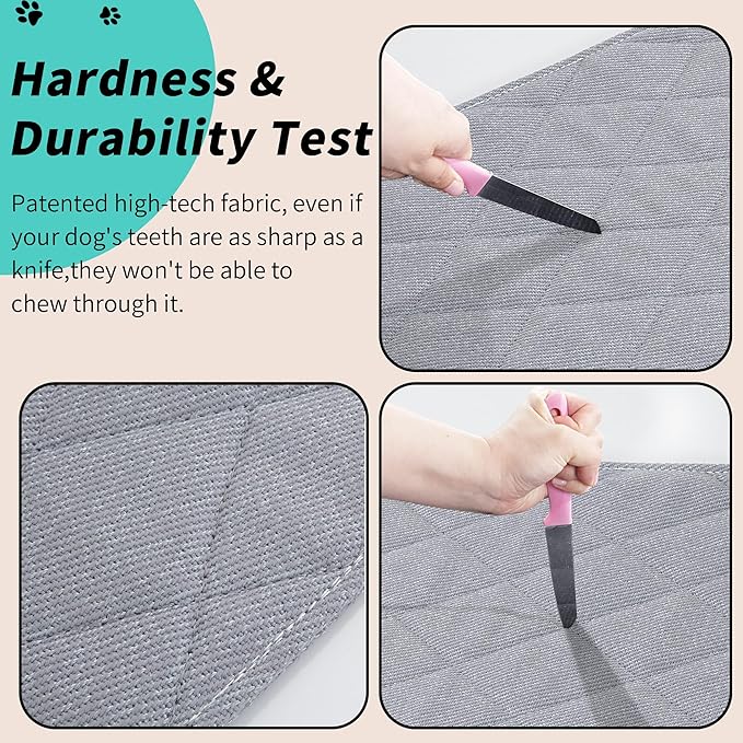 MABOZOO Indestructible Dog Beds - Chew Proof Crate Pad for Aggressive Chewers, Machine Washable Quilted Mat, Durable for Small Dogs, Grey Kennel Pad (17x23 in)