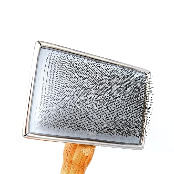 Pet Slicker Brush for Large Dogs, Wooden Handle with Stainless Steel Soft Pins, Gently Remove Tangled, Loose Undercoat and Mats Hair, Pet Grooming Brush Tool (8"), Wool Needle Felting Brush