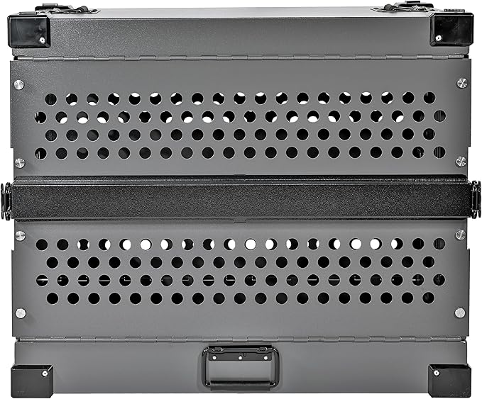 Heavy Duty Fully Collapsible Powder-Coated Aluminum Dog Crate - Small (Gray)