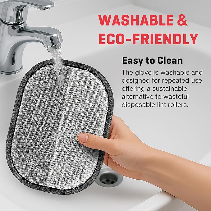 Pet Hair Remover Gloves for Cats & Dogs, Electrostatic Pet Hair Removal Gloves Brush for Pets Hair, Upgraded Animal Fur Removal Tool, Reusable Cats & Dogs Grooming Gloves for Hair Removal (2)