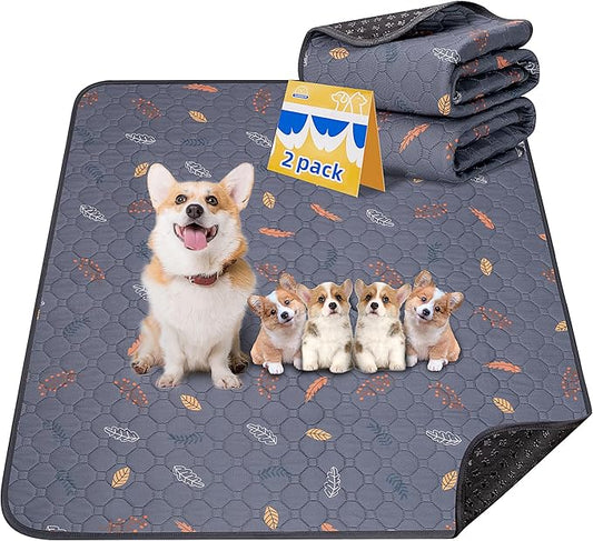 Sunheir 2-Pack Extra Large Reusable Dog Mat for Floor, Dog Playpen, Non-Slip Waterproof Pee Pads, Super Absorbent Washable Pee Pads for Dogs, Pet Whelping Pads, Crate, Potty Training - 36" x 48"