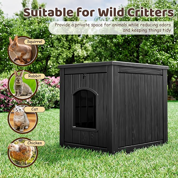 Outdoor & Indoor Dog House for Weatherproof and Stylish Furniture, Insulated Dog House Outdoor, Multi - Use for Small and Medium Dogs (Black, 22.8" L × 17.7" W × 21.7" H)
