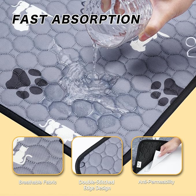 Washable Pee Pads for Dogs, 2 Pack Reusable Puppy Pads, Waterproof Pet Pee Pads for Dog Potty Training, Extra Large Dog Pee Pads for Crate, Playpen, and Whelping, Durable and Absorbent, Grey 36"x41"