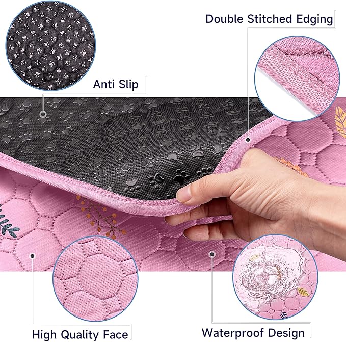 Sunheir Washable Pee Pads for Dogs 72"x72", Extra Large Reusable Puppy Pads Pet Training Pads for Dog Playpen, Waterproof Pee Pads for Puppy Playpen, Whelping Pad, Dog Playpen Indoor - Pink