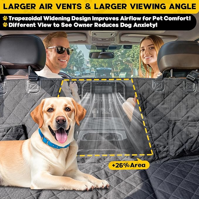 Tough Truck Dog Seat Cover for Back Seat, Dog Hammock for Car Extender with Hard Bottom,Rip-Stop 100% Waterproof Pet Seat Protector for F150/RAM1500/Silverado