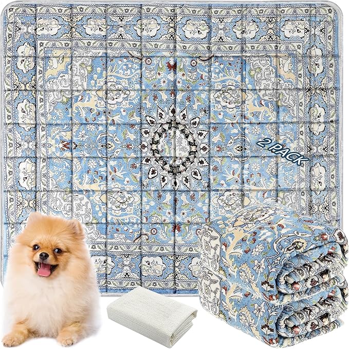 Washable Thickened Pee Pads for Dogs, 2 Pack (36"x42") Upgrade Reusable Puppy Pads with Non-Slip Rug, Super Absorbent Leakproof Puppy Training & Whelping Pads for Dogs, Doggie