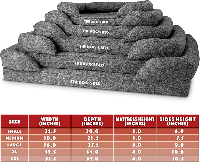 The Dog’s Bed, XL Grey Poly-Linen 43.5x34, Memory Foam, Pain Relief: Arthritis, Hip & Elbow Dysplasia, Post Surgery, Lameness, Supportive, Calming, Waterproof Washable Cover, Veterinary Approved