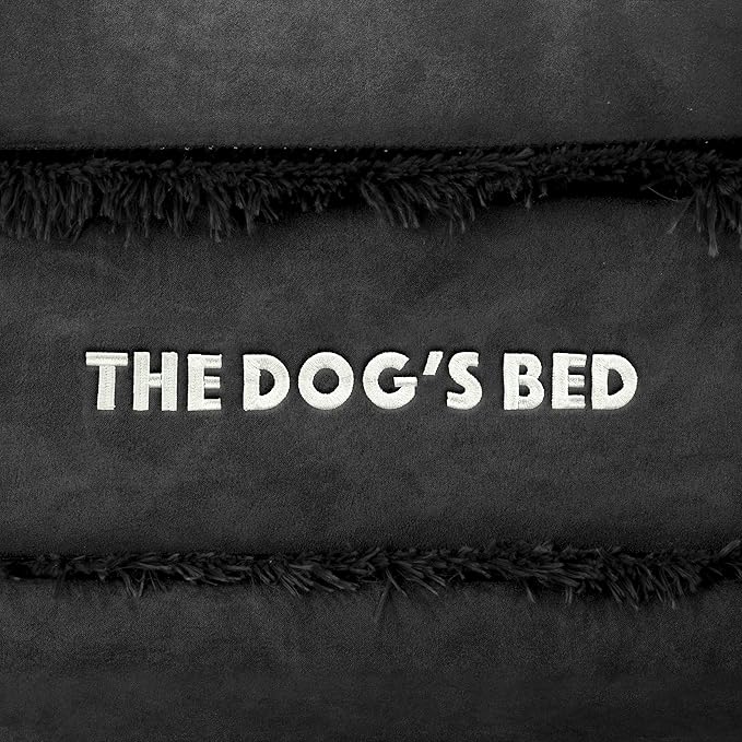 The Dog’s Bed, Medium Black Faux Fur 30x23.5, Memory Foam, Pain Relief: Arthritis, Hip & Elbow Dysplasia, Post Surgery, Lameness, Supportive, Calming, Washable Cover, Veterinary Approved