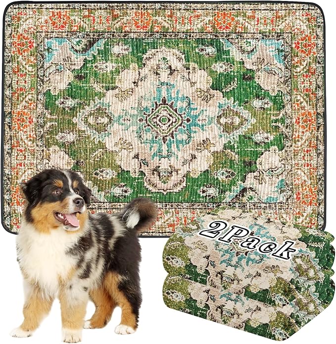 Thicken Washable Pee Pads for Dogs, 2 Pack Waterproof Reusable Pee Pads for Dogs，36"x48" Super Absorbent Leakproof Dog Pads, Non-Slip Potty Pads for Floor, Crate, Couch, Whelping Pads Pet Supplies